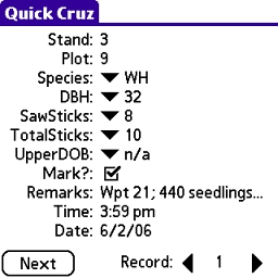 Sample Forestry Cruise data collector